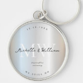 Modernes Silver zum 25-jährigen Hochzeitstag Schlüsselanhänger (Vorne)