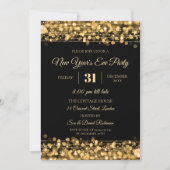 Modernes Silvester Party Glitzern Gold Einladung (Vorderseite)