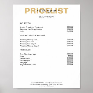 Modernes Simpel Preislisten Poster