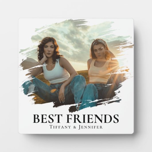Modernes SImple Best Friends Foto & Name Fotoplatte (Vorderseite)