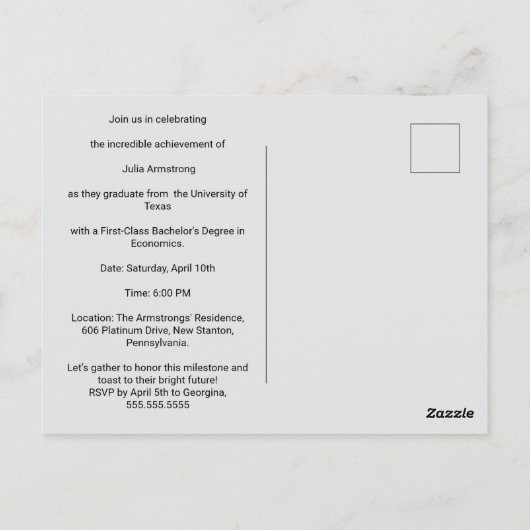 Modernes Single Foto Einfache Script Abschluss Car Postkarte (Rückseite)