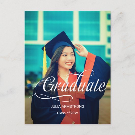 Modernes Single Foto Einfache Script Abschluss Car Postkarte (Vorderseite)