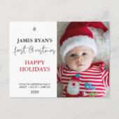 Modernes Single Foto Erste Weihnachtskarte Postkarte (Vorderseite)