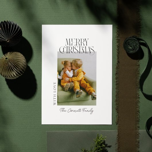 Modernes Single Foto Minimalistische Weihnachtskar Einladung