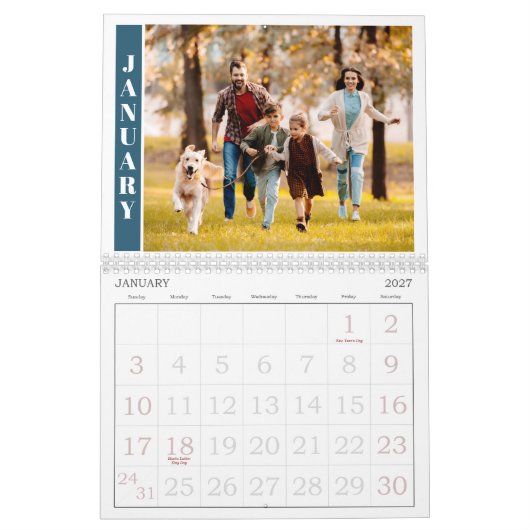 Modernes Single Foto pro Monat und Collage auf Abd Kalender (Jan 2027)