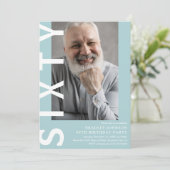 Modernes SIXTY Foto 60. Geburtstagsparty Einladung (Stehend Vorderseite)