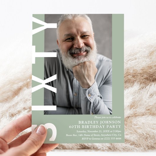 Modernes SIXTY Foto 60. Geburtstagsparty Einladung