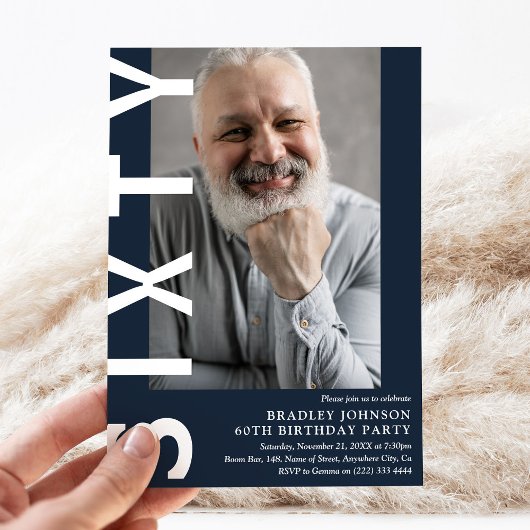 Modernes SIXTY Foto 60. Geburtstagsparty Einladung