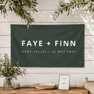 Modernes Skandal Forest Green Minimal Wedding Banner