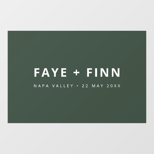 Modernes Skandal | Forest Green Minimal Wedding Fensteraufkleber (Blatt)