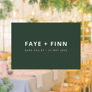 Modernes Skandal   Forest Green Minimal Wedding Fensteraufkleber