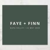 Modernes Skandal | Forest Green Minimal Wedding Schaumweinetikett (Einzelnes Label)