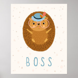 Modernes Skandinavier Chef Igel Kinderzimmer Poster