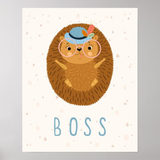 Modernes Skandinavier Chef Igel Kinderzimmer Poster (Vorne)