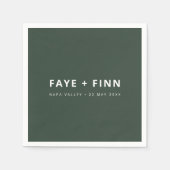 Modernes Skandinavier Forest Green Minimal Wedding Serviette (Vorderseite)