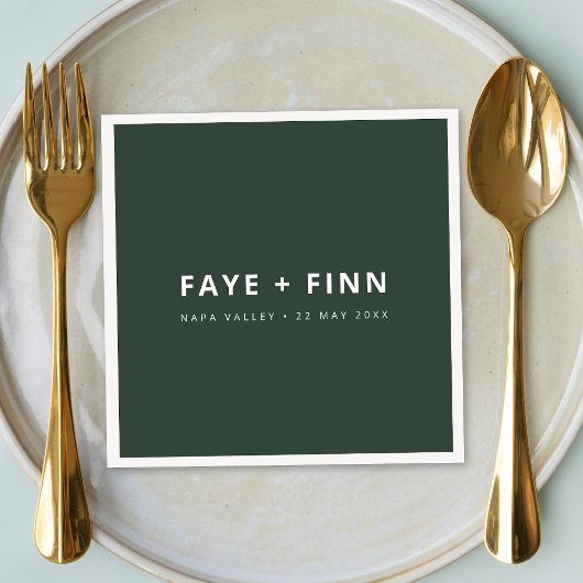 Modernes Skandinavier Forest Green Minimal Wedding Serviette