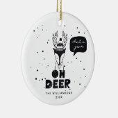 Modernes skandinavisches Fun Deer Crazy Year Foto Keramik Ornament (Rechts)