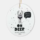 Modernes skandinavisches Fun Deer Crazy Year Foto Keramik Ornament (Links)