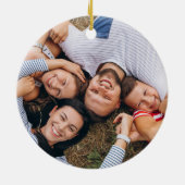 Modernes skandinavisches Fun Deer Crazy Year Foto Keramik Ornament (Hinten)