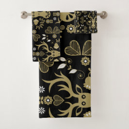 Modernes skandinavisches Goldhirsch Badhandtuch Set