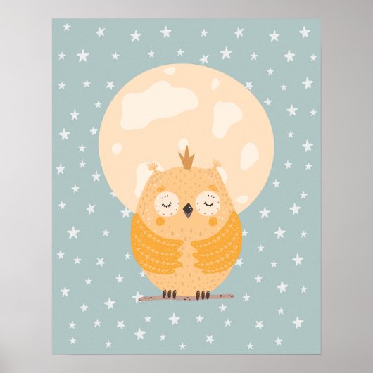 Modernes skandinavisches niedliches Uhu Kinderzimm Poster (Vorne)