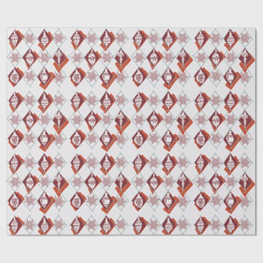 Modernes skandinavisches Rotes Weihnachtsfest Bota Geschenkpapier (Flach)