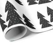 Modernes skandinavisches Schwarzes Weihnachtsbaumm Geschenkpapier (Rolleneckpunkt)