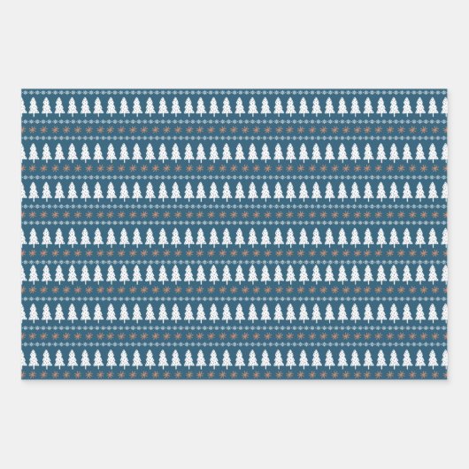 Modernes skandinavisches Weihnachtsbaummuster Geschenkpapier Set (Vorderseite 2)