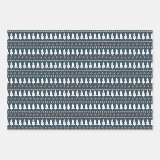 Modernes skandinavisches Weihnachtsbaummuster Geschenkpapier Set (Vorderseite)