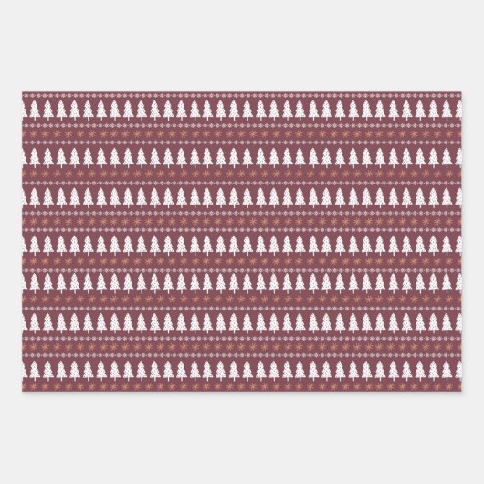 Modernes skandinavisches Weihnachtsbaummuster Geschenkpapier Set (Vorderseite 3)