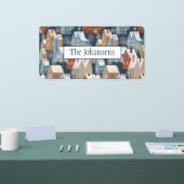 Modernes skandinavisches Winterstädtmuster Banner (Messe)