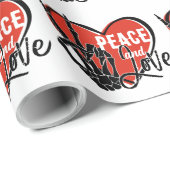 Modernes Skelett für Frieden und Liebe Geschenkpapier (Rolleneckpunkt)