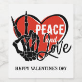 Modernes Skelett für Frieden und Liebe Weinetikett (Einzelnes Label)