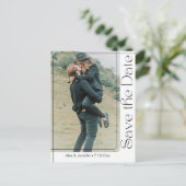 modernes Skript 2 Foto qr Save the Date Ankündigungspostkarte (Stehend Vorderseite)