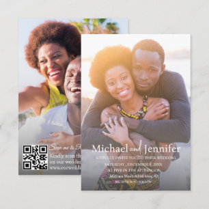 modernes Skript 2 Fotos qr Code uAwg Hochzeit Einladung