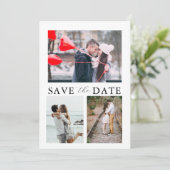 Modernes Skript 4 Foto Hochzeit speichern das Datu Einladung (Stehend Vorderseite)