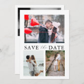 Modernes Skript 4 Foto Hochzeit speichern das Datu Einladung (Vorne/Hinten)