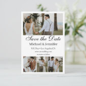 modernes Skript 4 Fotos Collage boho Save the Date Einladung (Stehend Vorderseite)