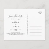 Modernes Skript 4 Fotovorlage Save the Date Einladungspostkarte (Rückseite)