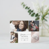 Modernes Skript 4 Fotovorlage Save the Date Einladungspostkarte (Stehend Vorderseite)