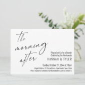 Modernes Skript am Morgen nach der Hochzeit Brunch Einladung (Stehend Vorderseite)