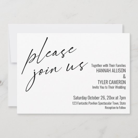 Modernes Skript Bitte schließen Sie sich uns an. Einladung (Vorderseite)