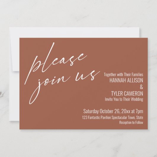 Modernes Skript Bitte schließen Sie sich uns Terra Einladung (Vorderseite)