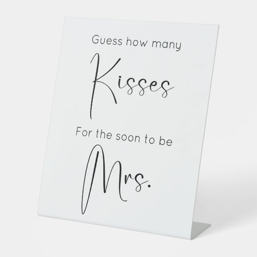 Modernes Skript-Brautparty schätzt, wie viele Küss Sockelschild (Vorderseite)
