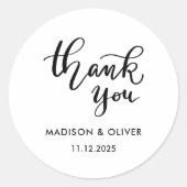 Modernes Skript Danke Hochzeit Runder Aufkleber (Vorderseite)
