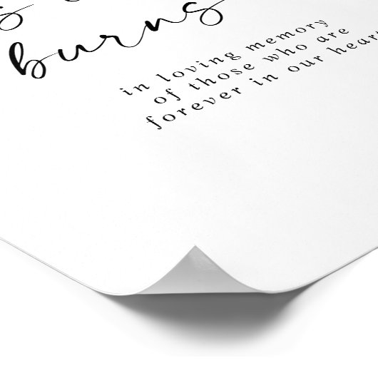 Modernes Skript Dieses Candle Burns Wedding Memori Poster (Ecke)