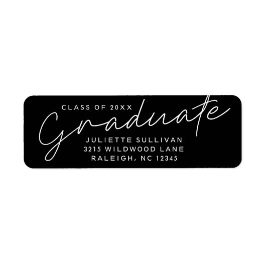 Modernes Skript Einfache Abschluss-Rücksendeadress (Vorne)