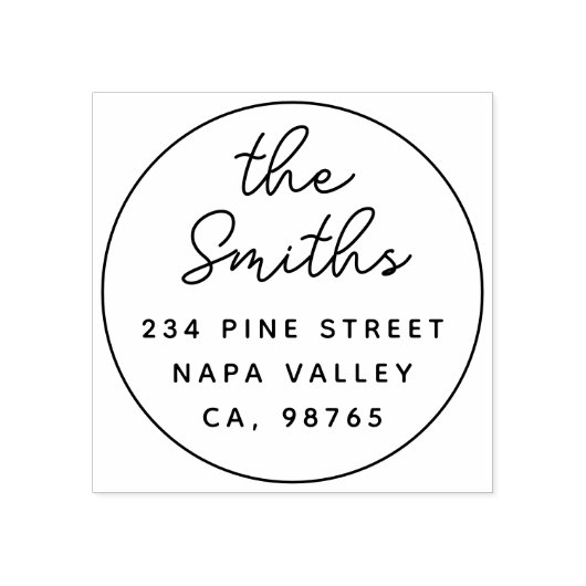 Modernes Skript Einfache Runde Rücksendeadresse Gummistempel (Prägung)