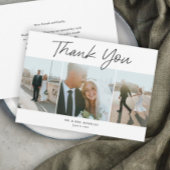 Modernes Skript Einfaches 3-Foto-Hochzeitsszenario Dankeskarte