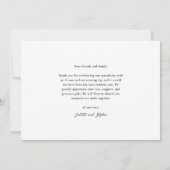 Modernes Skript Einfaches 3-Foto-Hochzeitsszenario Dankeskarte (Rückseite)